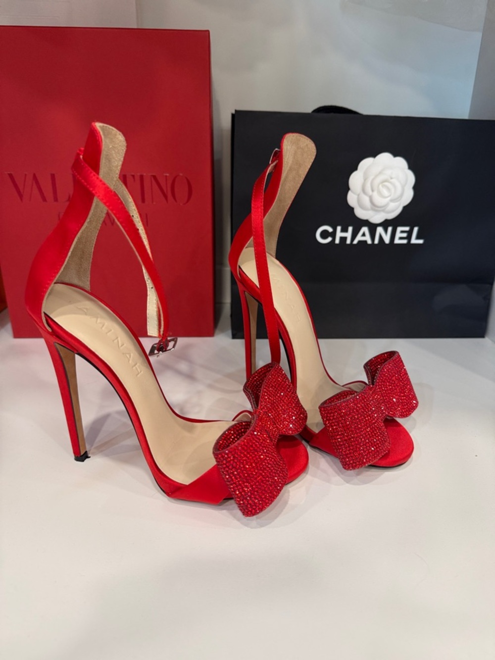 Aminah Abdul Jillil Red Bow Pumps